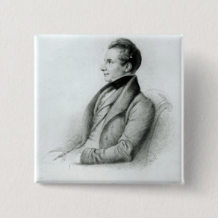 Bóton Quadrado 5.08cm Retrato de Charles Babbage 1832