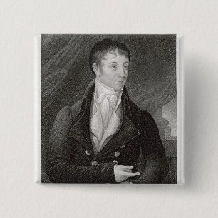 Bóton Quadrado 5.08cm Retrato de Charles Brockden Brown (1771-1810), en