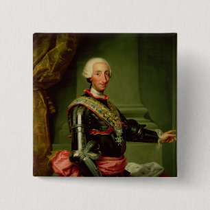 Bóton Quadrado 5.08cm Retrato de Charles III c.1761
