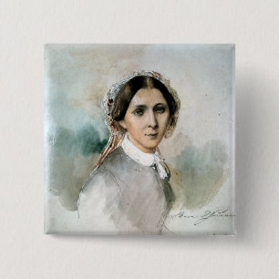 Bóton Quadrado 5.08cm Retrato de Clara Schumann 1853