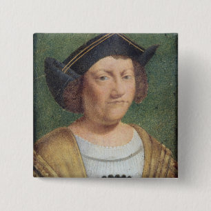 Bóton Quadrado 5.08cm Retrato de Cristóvão Colombo