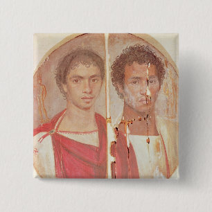 Bóton Quadrado 5.08cm Retrato de dois irmãos