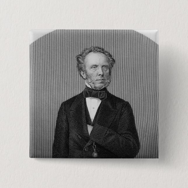 Bóton Quadrado 5.08cm Retrato de Edward Baines (Frente)