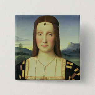 Bóton Quadrado 5.08cm Retrato de Elizabeth Gonzaga, c.1504 (óleo na