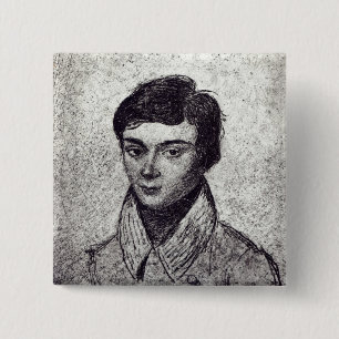 Bóton Quadrado 5.08cm Retrato de Evariste Galois
