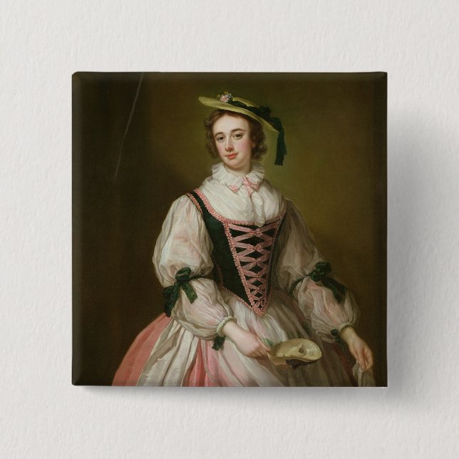Bóton Quadrado 5.08cm Retrato de Frances Macartney, c.1745 (Frente)