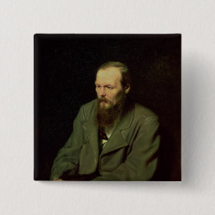 Bóton Quadrado 5.08cm Retrato de Fyodor Dostoyevsky 1872