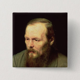 Bóton Quadrado 5.08cm Retrato de Fyodor Dostoyevsky 1872