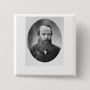 Bóton Quadrado 5.08cm Retrato de Fyodor Mikhailovich Dostoyevsky