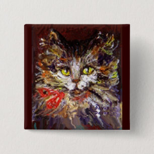 BÓTON QUADRADO 5.08CM RETRATO DE GATINHO