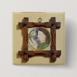 Bóton Quadrado 5.08cm Retrato de Geoffrey Chaucer (c.1340-1400) (cerami