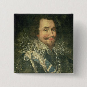 Bóton Quadrado 5.08cm Retrato de George Villiers, ø duque de Buckingha