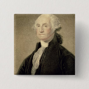 Bóton Quadrado 5.08cm Retrato de George Washington, gravado por William
