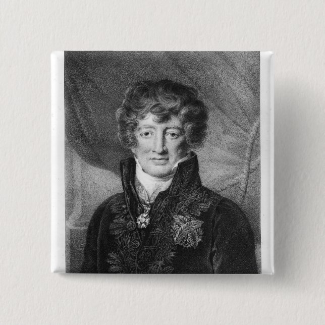 Bóton Quadrado 5.08cm Retrato de Georges Cuvier (Frente)
