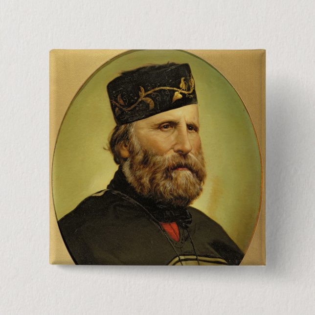 Bóton Quadrado 5.08cm Retrato de Giuseppe Garibaldi (Frente)