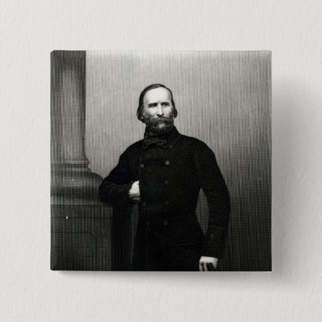 Bóton Quadrado 5.08cm Retrato de Giuseppe Garibaldi (Frente)