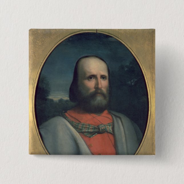 Bóton Quadrado 5.08cm Retrato de Giuseppe Garibaldi 2 (Frente)