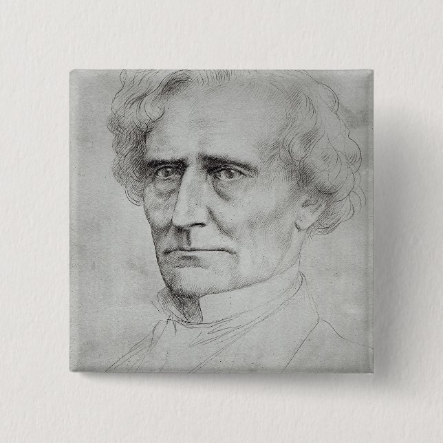 Bóton Quadrado 5.08cm Retrato de Hector Berlioz (Frente)