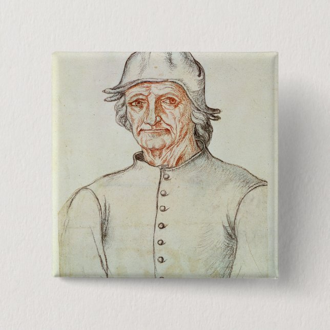 Bóton Quadrado 5.08cm Retrato de Hieronymus Bosch (Frente)