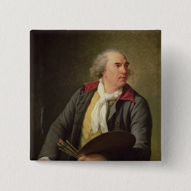Bóton Quadrado 5.08cm Retrato de Hubert Robert 1788 (Frente)