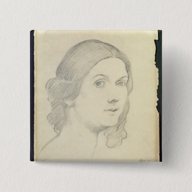 Bóton Quadrado 5.08cm Retrato de Isadora Duncan, 1908 (Frente)