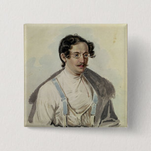 Bóton Quadrado 5.08cm Retrato de Ivan Annenkov na prisão de Peter, 1836