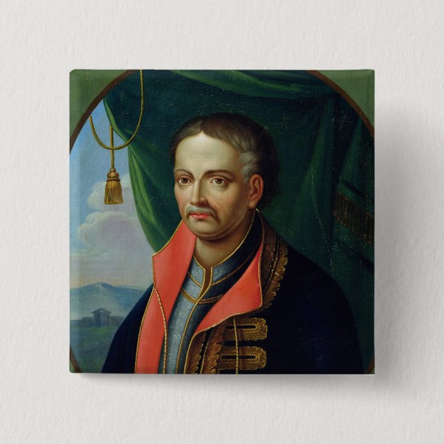 Bóton Quadrado 5.08cm Retrato de Ivan Mazepa (Frente)