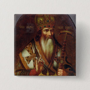 Bóton Quadrado 5.08cm Retrato de Joachim, patriarca de Moscovo
