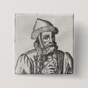 Bóton Quadrado 5.08cm Retrato de Johannes Gutenberg