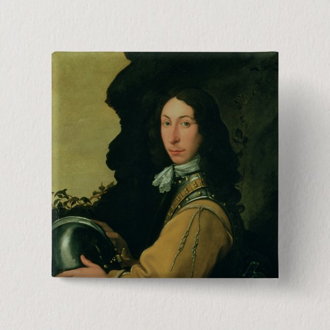 Bóton Quadrado 5.08cm Retrato de John Evelyn (Frente)