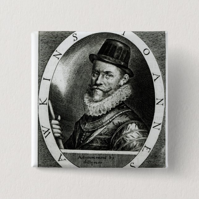 Bóton Quadrado 5.08cm Retrato de John Hawkins (Frente)