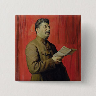 Bóton Quadrado 5.08cm Retrato de Josif Stalin, 1933