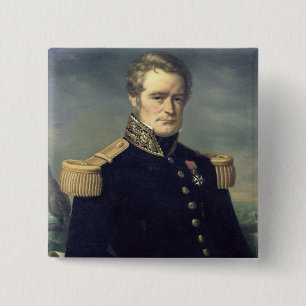 Bóton Quadrado 5.08cm Retrato de Jules Dumont d'Urville 1845