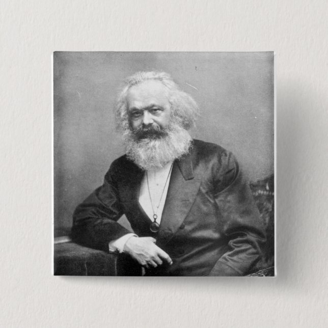 Bóton Quadrado 5.08cm Retrato de Karl Marx (Frente)