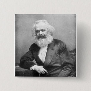 Bóton Quadrado 5.08cm Retrato de Karl Marx