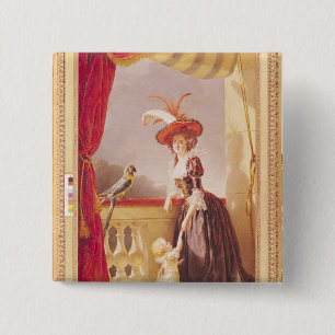 Bóton Quadrado 5.08cm Retrato de Louise-Elisabeth de France e ela