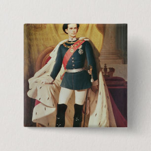 Bóton Quadrado 5.08cm Retrato de Ludwig II de Baviera no uniforme