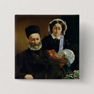 Bóton Quadrado 5.08cm Retrato de Manet de M e de Sra. Auguste Manet