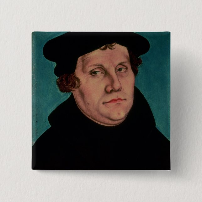 Bóton Quadrado 5.08cm Retrato de Martin Luther, 1529 (Frente)