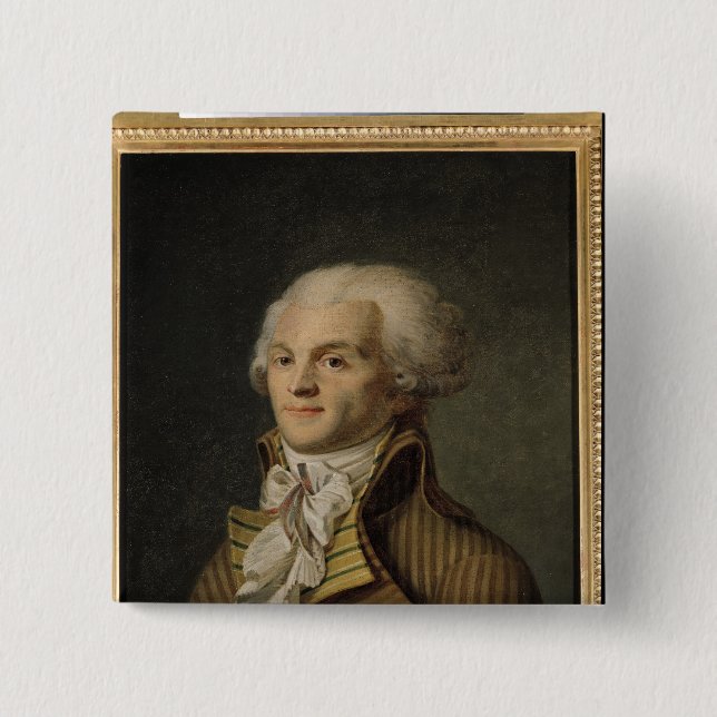 Bóton Quadrado 5.08cm Retrato de Maximiliano de Robespierre (Frente)