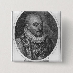 Bóton Quadrado 5.08cm Retrato de Michel de Montaigne