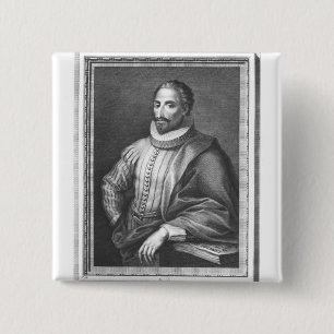 Bóton Quadrado 5.08cm Retrato de Miguel de Cervantes Saavedra