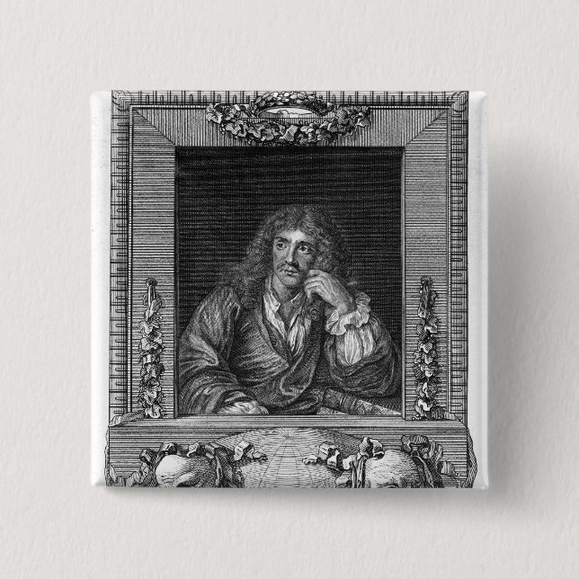 Bóton Quadrado 5.08cm Retrato de Moliere (Frente)