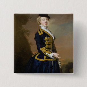 Bóton Quadrado 5.08cm Retrato de Nancy Fortesque que veste um ri azul