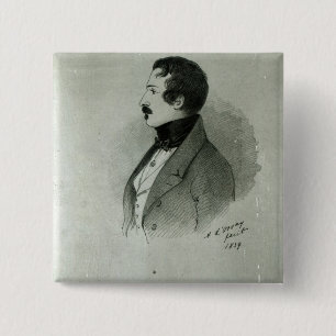 Bóton Quadrado 5.08cm Retrato de Napoleon III como um homem novo, 1839