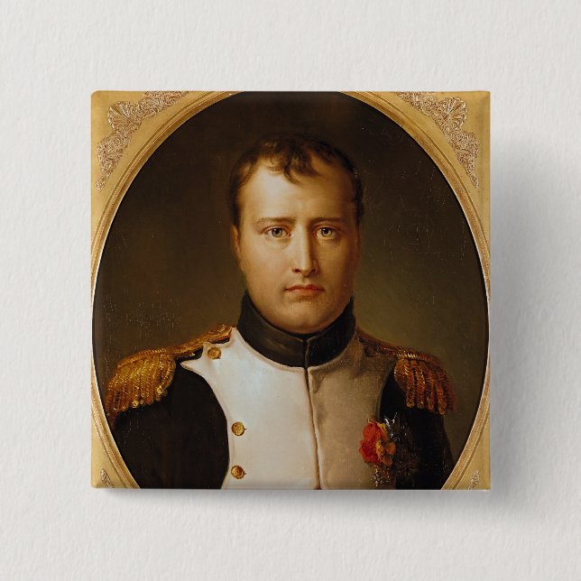 Bóton Quadrado 5.08cm Retrato de Napoleon no uniforme (Frente)