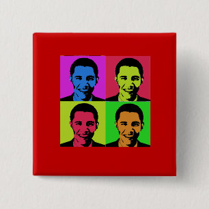 Bóton Quadrado 5.08cm Retrato de Obama