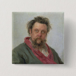 Bóton Quadrado 5.08cm Retrato de Petrovich modesto Moussorgsky 1881