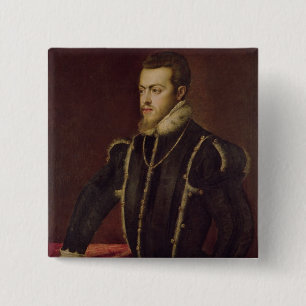 Bóton Quadrado 5.08cm Retrato de Philip II da espanha