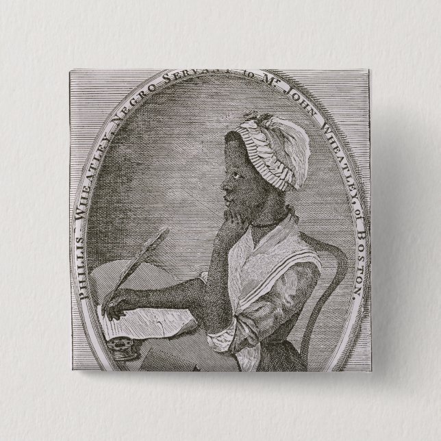 Bóton Quadrado 5.08cm Retrato de Phillis Wheatley (Frente)